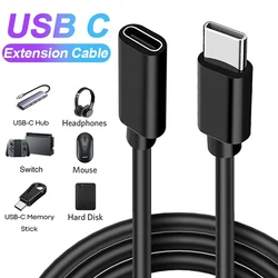 Type C Extension Cord USB C Male to Female Extensions Cable Extensor Charger Wire Connector Extended Cables For Video Laptop