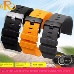 Sports Waterproof rubber watchband Fit suunto TRAVERSE series Alpha watch 24mm silicone straps with stainless steel clasp