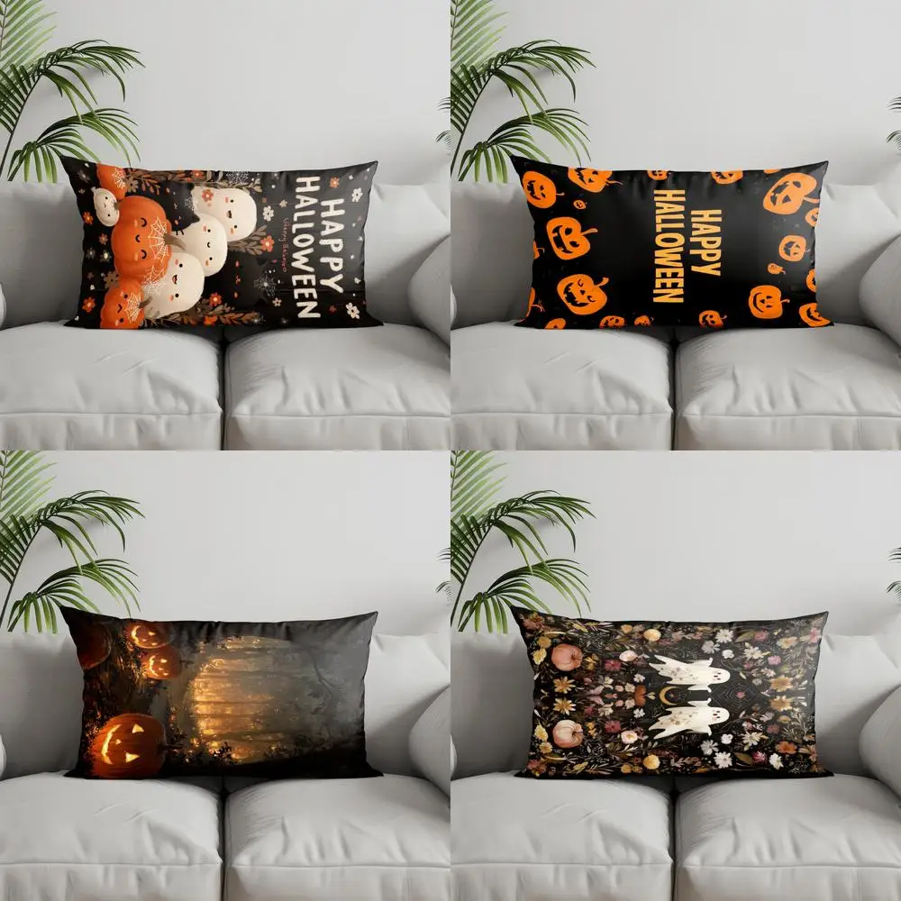 Home Decor Trick or Treat Halloween Pillow Suitable For Sofa Bedroom Car Pillow Cover Cushion Rectangular Back Cushion