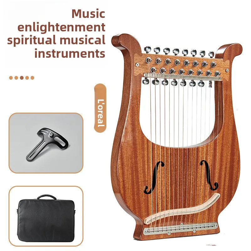 Portable 21-String Lyre Small Harp Handmade Musical Instrument for Beginners Rosewood Material Easy to Learn with Bag Included