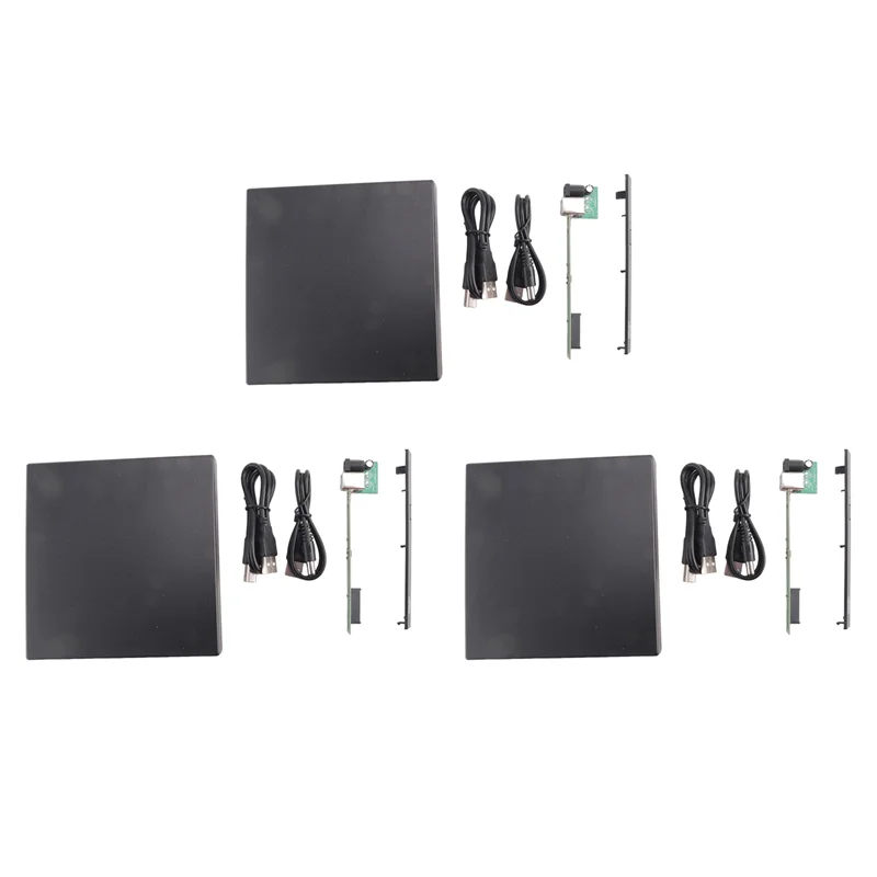 3 комплекта внешнего DVD-корпуса 12,7 мм USB 2,0, внешний корпус DVD/CD-ROM для ноутбука, настольного ПК, оптического привода