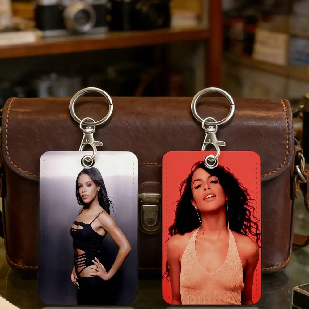 Singer A-Aaliyah Actress Card Holder Keychain Badge Holder ID Card Pass Hang Rope Lariat Lanyard for Key Rings Accessories Gift