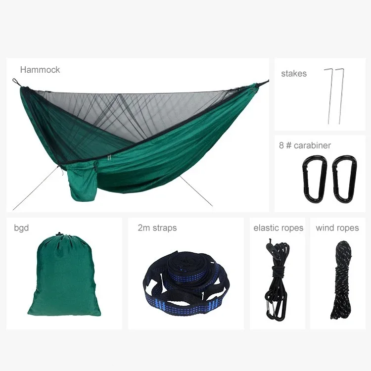 Portable Quick Setup 290*140cm Travel Outdoor Camping Hammock Hanging Sleeping Swing Bed with Mosquito Net