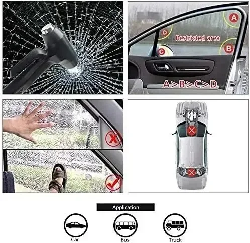 3 In 1 Emergency Safety Hammer Car Window Glass Breaker Seat Belt Cutter High Hardness Steel Rescue Tool Auto Accessories view 5