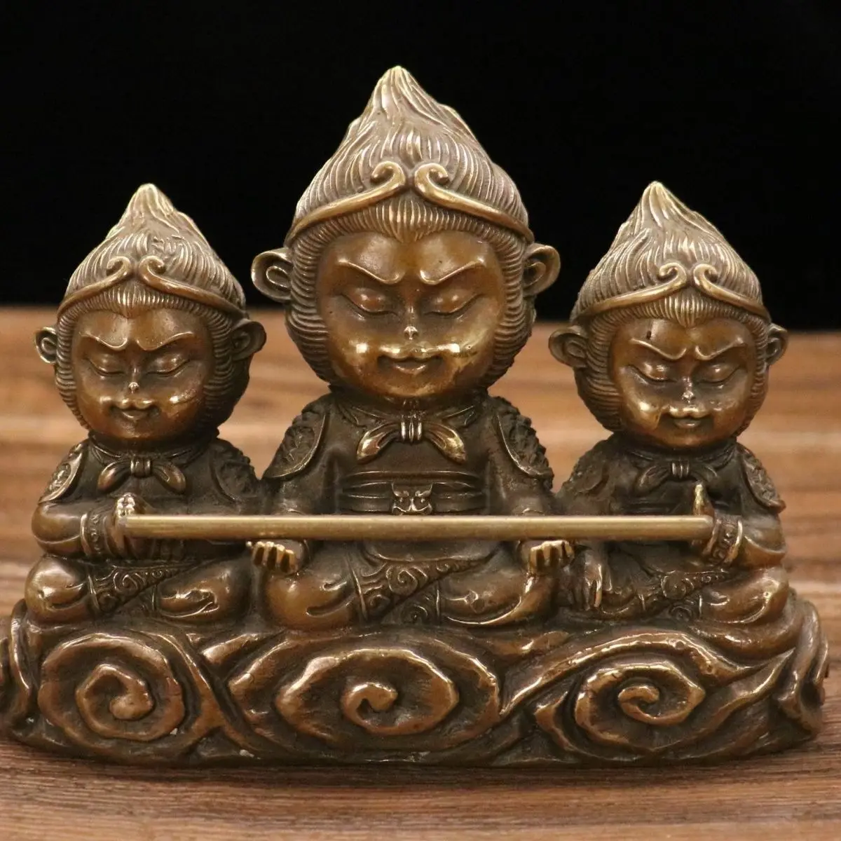 The three monkey king victorious fighting buddha Statue Sculpture Figurines Home Garden Decoration Statues For House