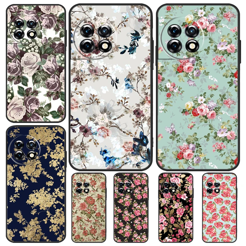 Floral Chic Roses Tulips Garden Case For OnePlus Nord 3 2T CE 2 Lite N10 N20 N30 OnePlus 11 10T 10R 9RT 8T 8 9 10 Pro Cover