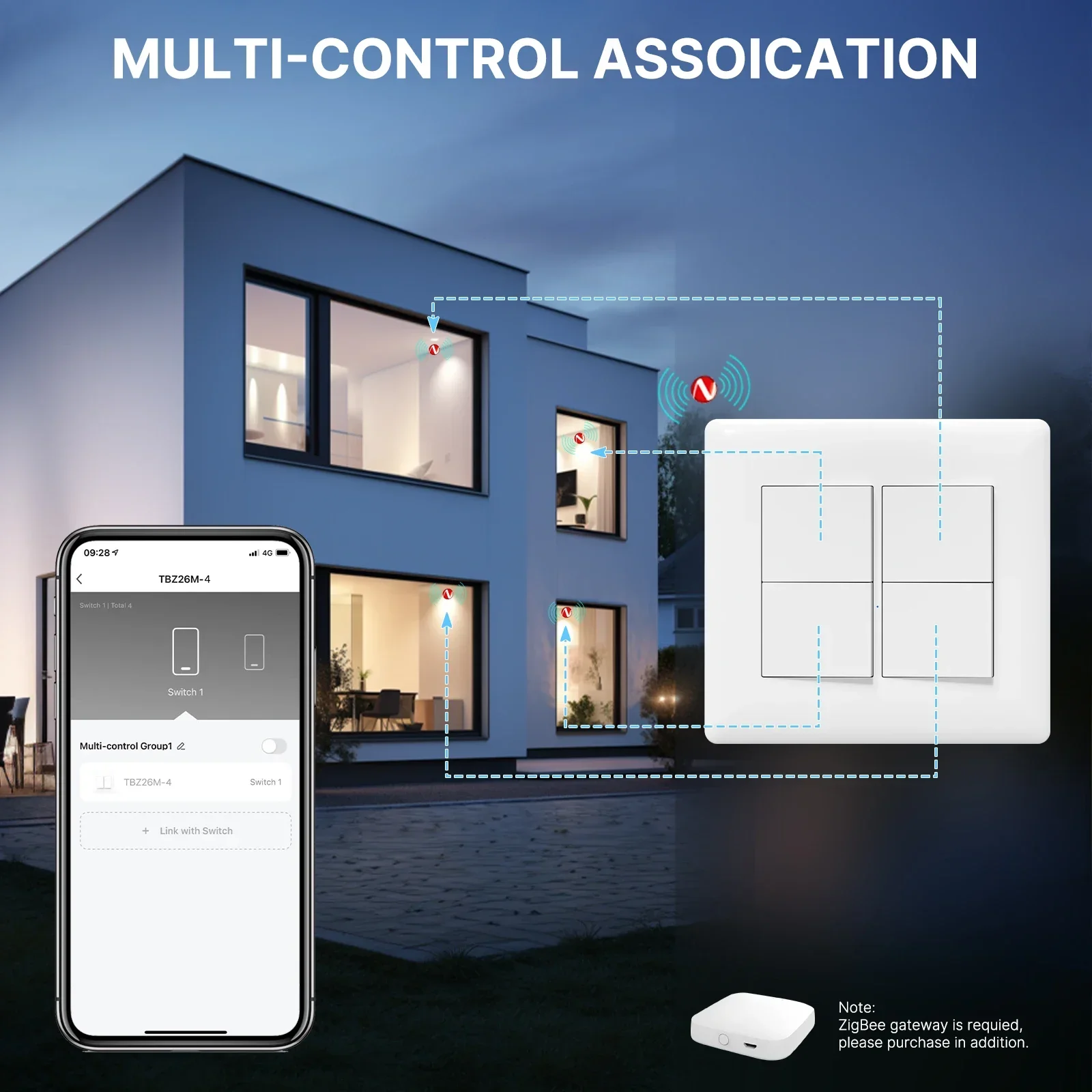 MOES Tuya 4/6 Gang Zigbee Smart Wall Light Switch Fireproof Neutral Required Push Button Remote Control Work With Alexa Google