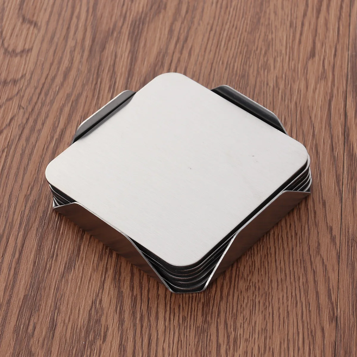 

6 Pcs Stainless Steel Coasters Set Heat Resistant Non Slip Mats Holder Cup Mats Square Pads Table Placemats Kitchen