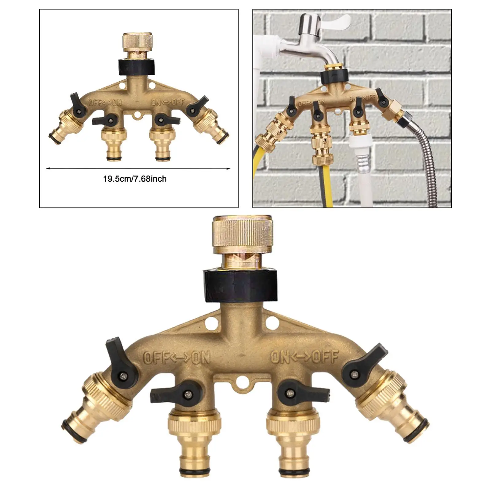 Garden Hose Splitter with Individual on Off Valves Wear Resistant Parts