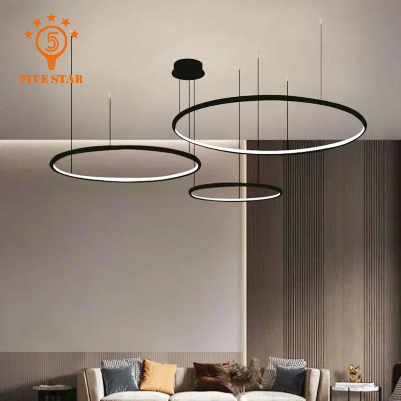

Postmodern Minimalist Pendant Lights Personality Ring Ceiling Chandelier Living Room Restaurant Kitchen Cafe Study Indoor Decor