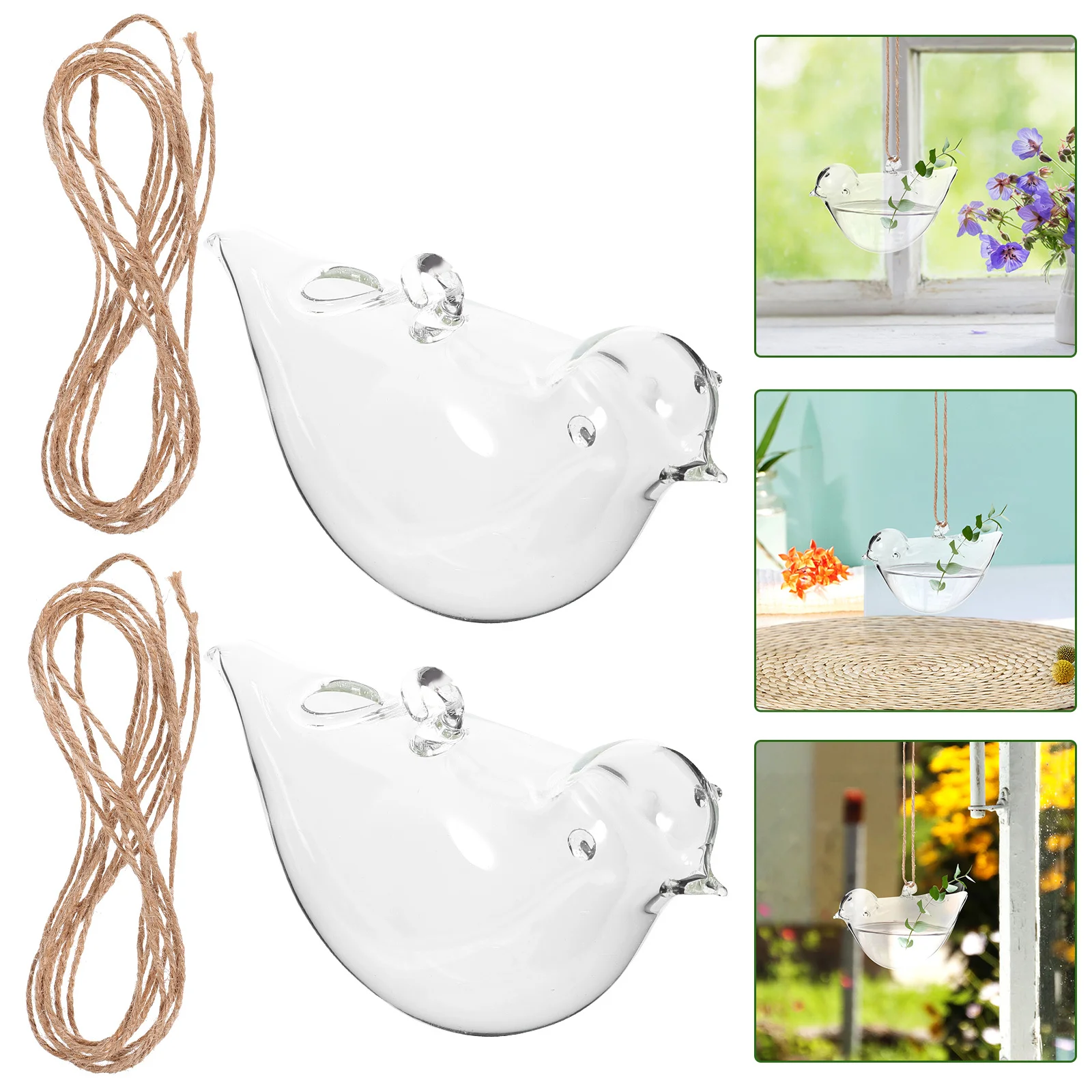 

2Pcs Transparent Glass Flower Vase Minimalist Design Hanging Planter Versatile Home Decor DIY Plant Container Hanging Vase