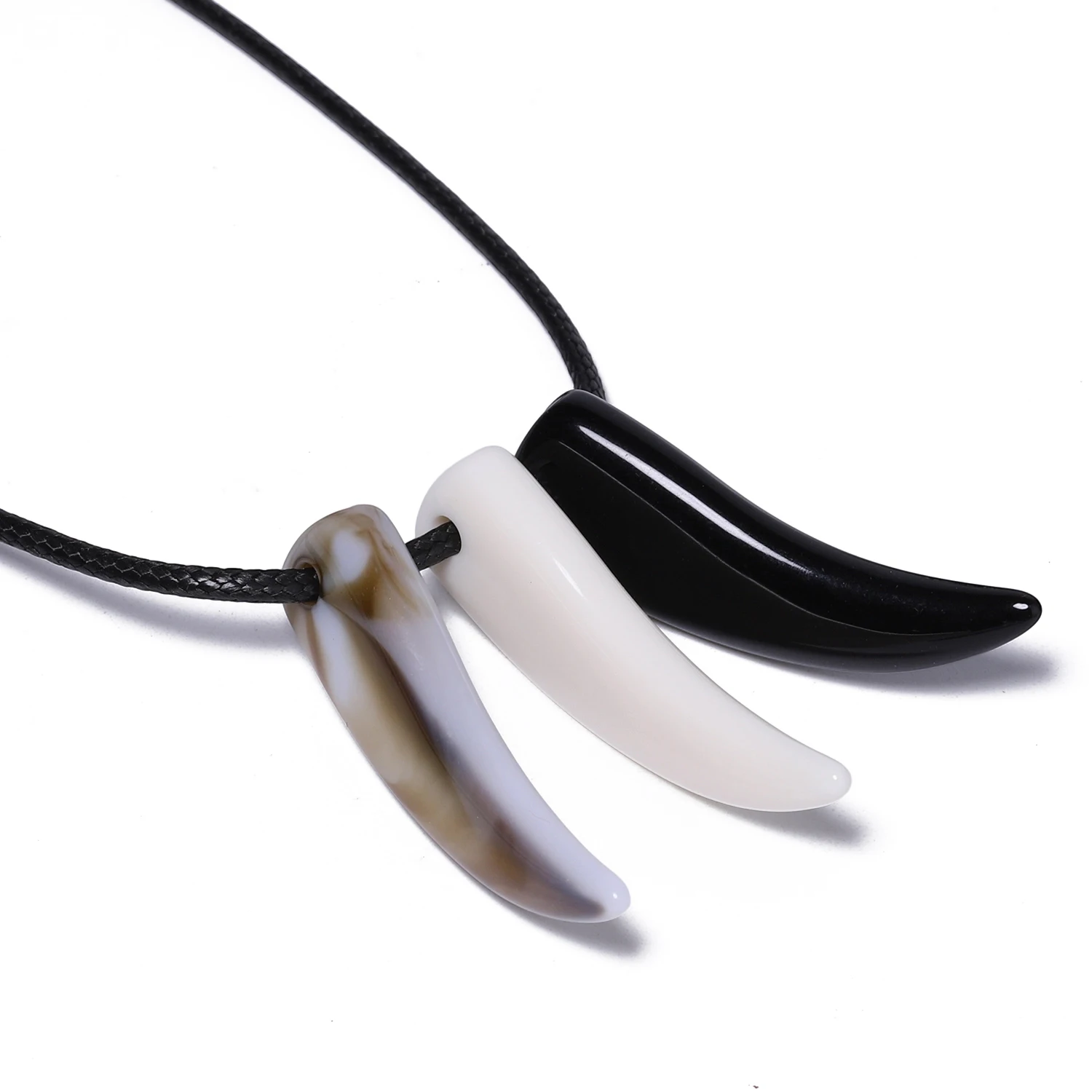 40x12mm Wolf Tooth Shape White Black Coffee Color Acrylic Beads Pendant for Jewelry Making DIY Necklace Decoration Accessories
