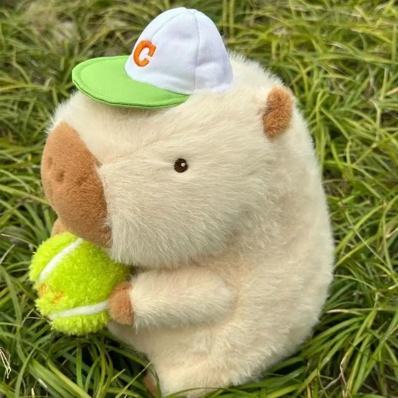 Capybara Stofftier niedlichen Plüsch Tennis Capybara Puppe 25cm/9,84 Zoll Capybara Stofftier Plüsch mit Tennisball Stofftiere