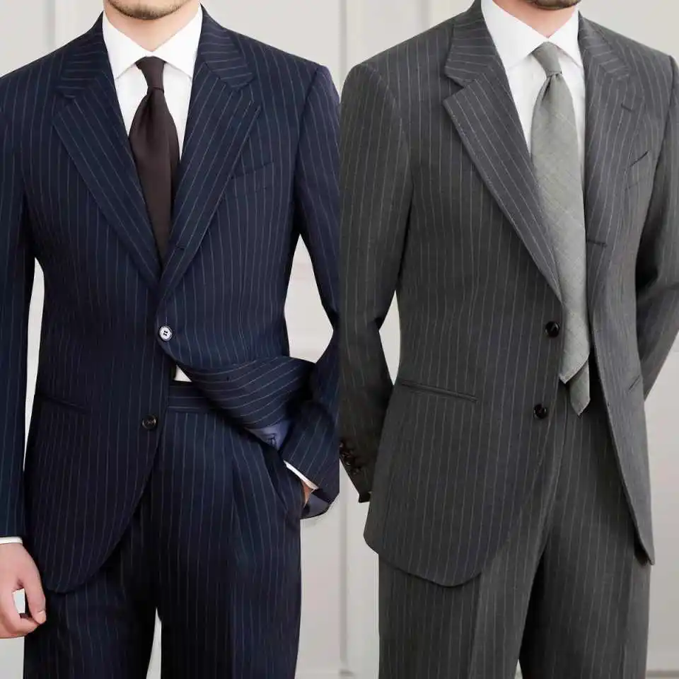 Modern Stripe Men's Suit 2 Pieces Blazer Pant Single-Breasted Notched Lapel Formal Business Occasion Party Suit Customized