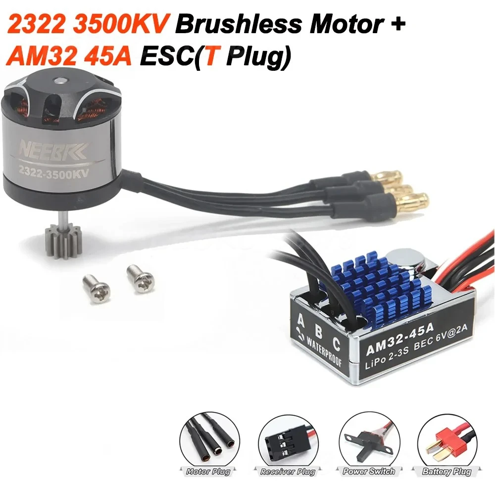 1/12 RC MN Auto MN82 MN99 MN168 MN78 Upgrade Kit 2322 2600KV 3500KV Borstelloze Motor AM32 45A ESC SM3.0/T Plug Model DIY Onderdelen