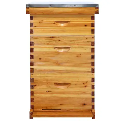 Langstroth 10 Frame Beehive Beeswax Coated, Complete Bee Hive Boxes Starter Kit Includes 2 Deep Hive Boxes and 1, Customized