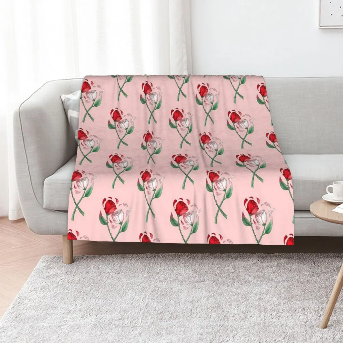 Rose Heart Throw Blanket Soft Plush Plaid Custom halloween Kid'S Single Furry Blankets