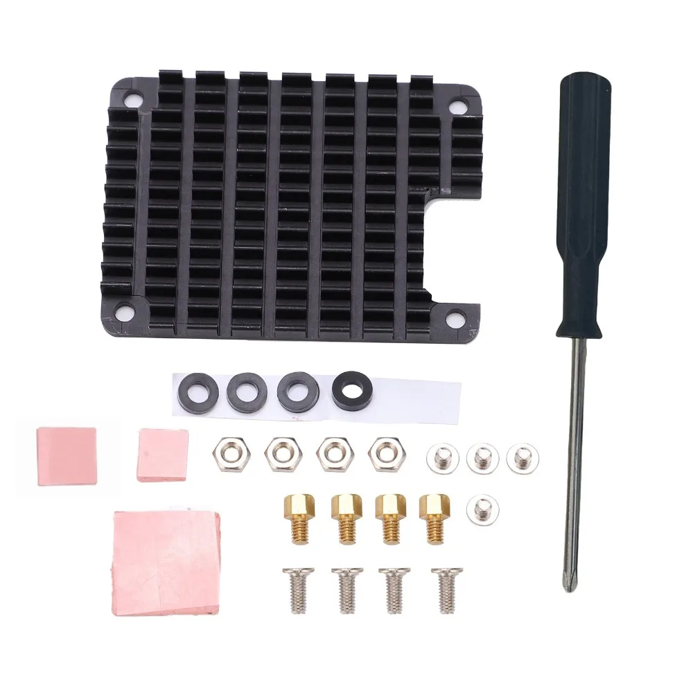 

Aluminum For CM4 Heatsink with Thermal Tapes with Installation Tool Aluminum Alloy Heatsink Reserved Hole Design Heat Sink