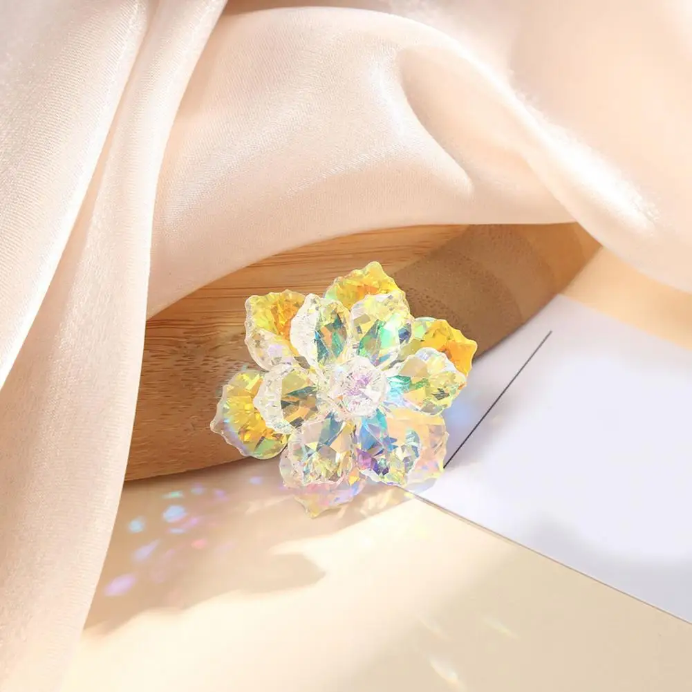 Partycorsage Bride Brooch Flower Shape Reflective Shiny Faux Corsage Pin Colorful Evening Dress Chest Brooch Party Accessory