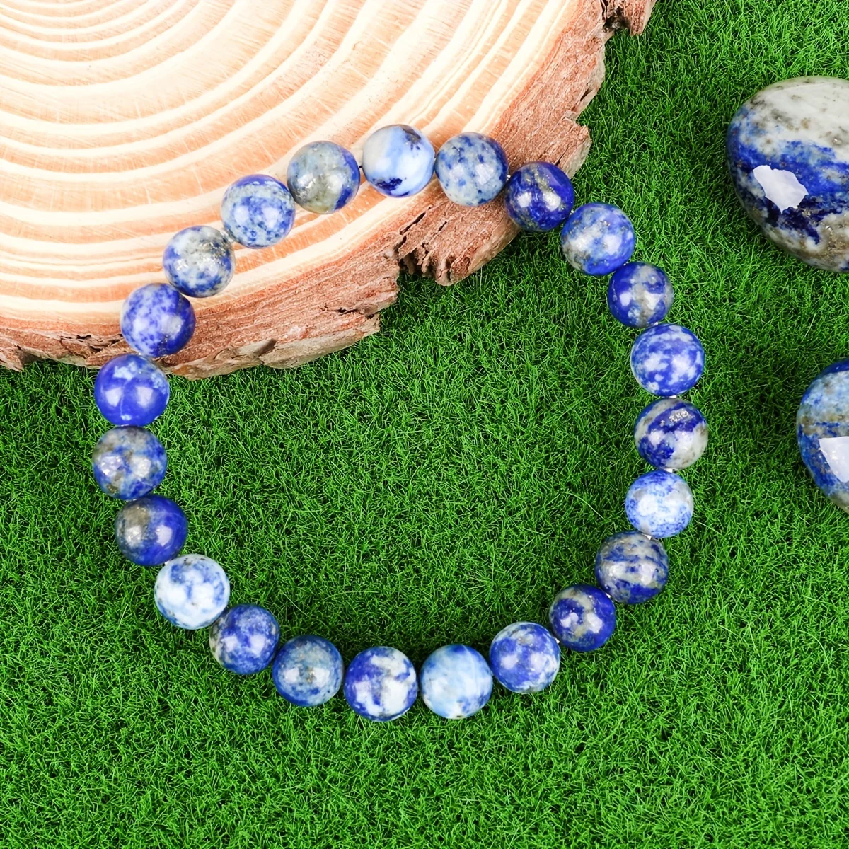 Fashion Lapis Lazuli Bead Bracelet Natural Stone Stretch Bead Bracelet Men Women Exquisite Accessories Jewelry Bracelet