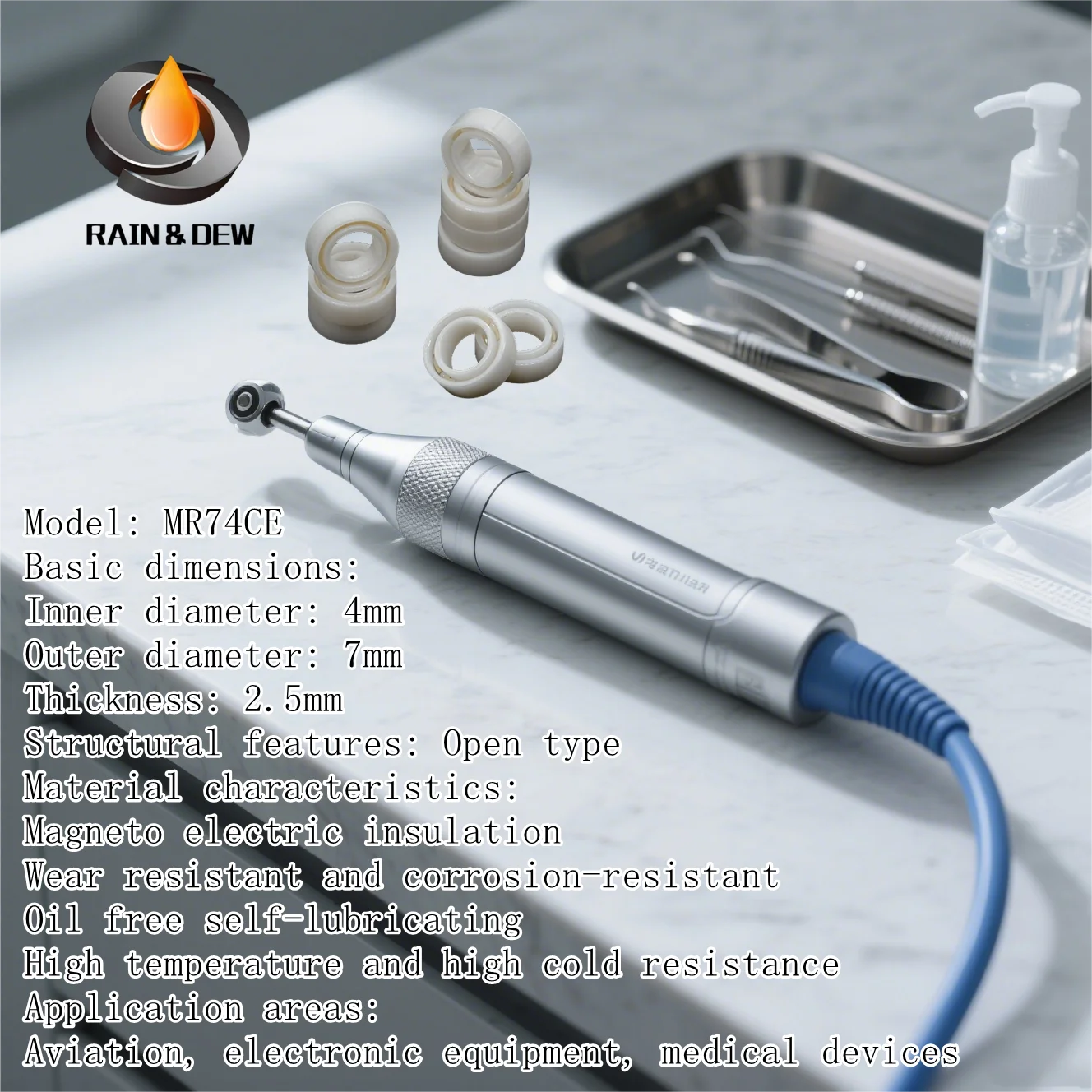 

2Pcs MR74 Full Ceramic Bearing ABEC-9 Full Ceramic ZrO2 Sealed Ball Bearing 4x7x2.5