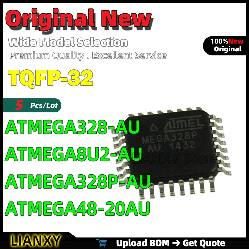 5pcs TQFP-32 ATMEGA328-AU ATMEGA8U2-AU ATMEGA328P-AU ATMEGA48-20AU 8-Bit Microcontroller New Original