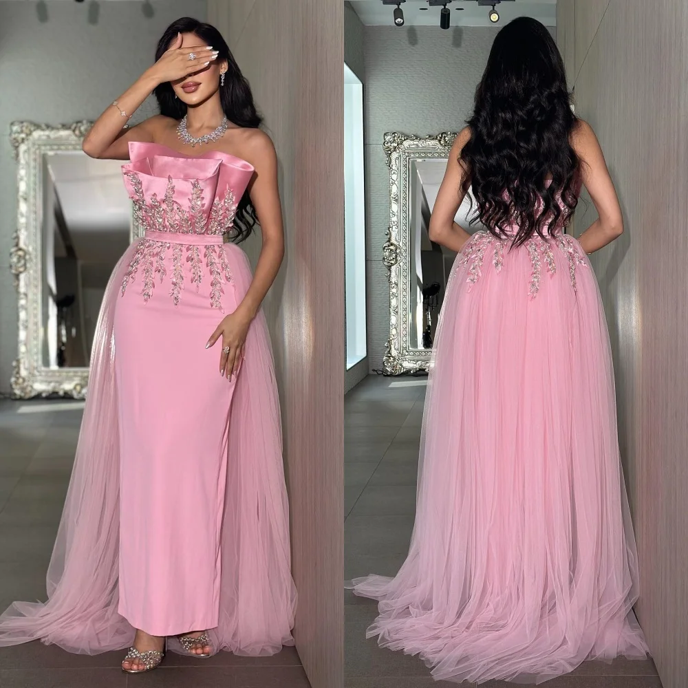 

Intricate Jersey Pleat A-line Strapless Midi Dresses Prom Dresses Classic Exquisite Modern Style Pastrol Unisex Chinese Style