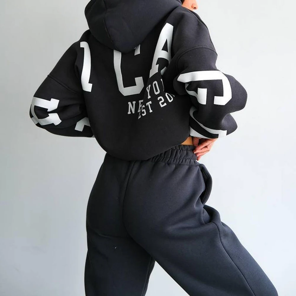 Mia Muse-Ensemble de sport pour femme, manches longues, col rond, taille naturelle, pleine longueur, simple et Cali, toutes saisons