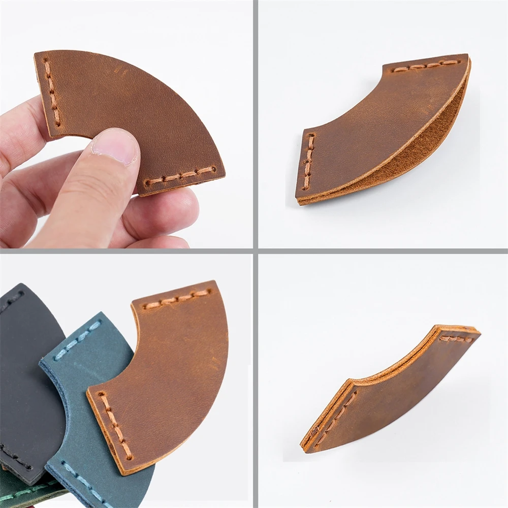 Retro Page Marker PU Leather Bookmarks Fan Shaped Page Marker Simple Book Markers Reading Supplies