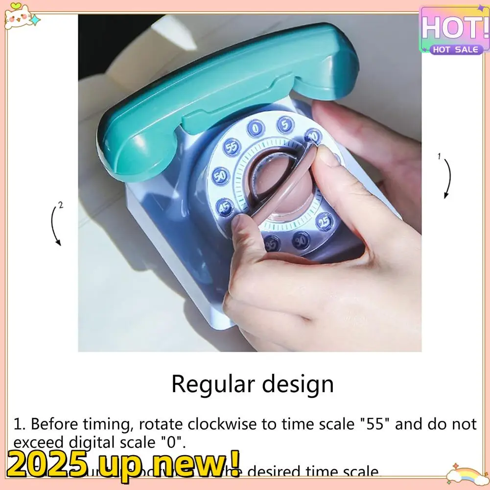 Delikatna tekstura - mechaniczne nakręcanie w kształcie telefonu z kreskówek Ręczny timer obrotowy 360 stopni, odpowiedni do nauki dzieci Orga