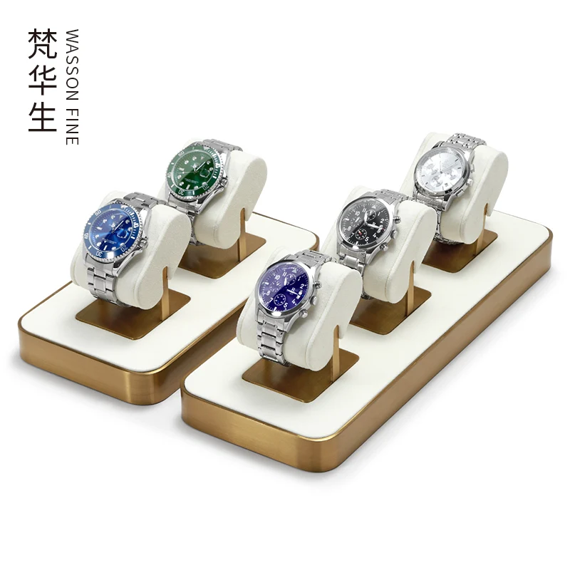 New white microfiber metal watch display props, high-end watch display rack, watch window display tray