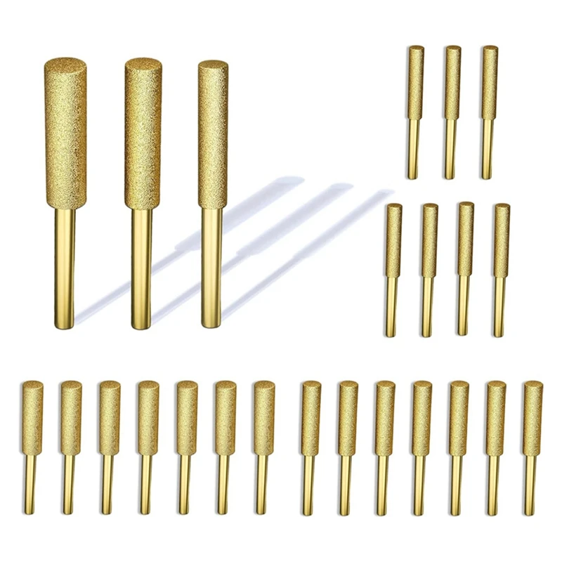 

24 шт. Титановые алмазные точильные насадки для бензопилы-набор точильных камней для бензопилы с заусенцами высокой твердости-AA68