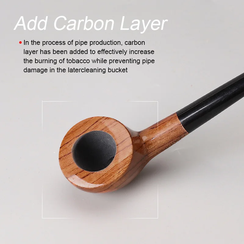 JIBILL sandalwood Wood Pipe for Smoking Bent Type Pipe Acrylic Tobacco pipe mouthpiece Holder length 180mm small church pipe