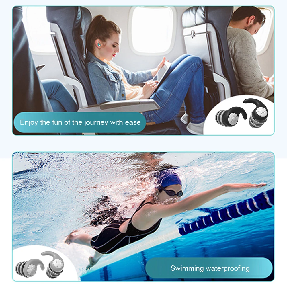 

Ear Protector Canceling Noise 3 Layers Silicone Earplugs Sound Insulation Reduction Soundproof Lightweight Swim Pool Accessories
