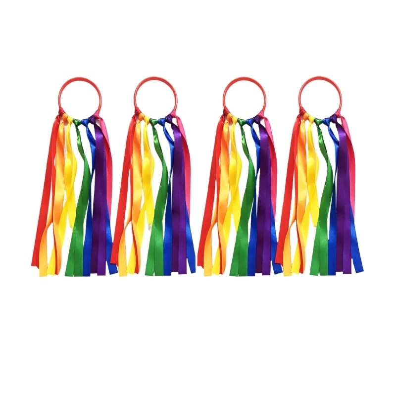 Rainbow Colored Streamers Wrist Accessories Gymnastics Ribbons for Childrens Parties And Team Sports