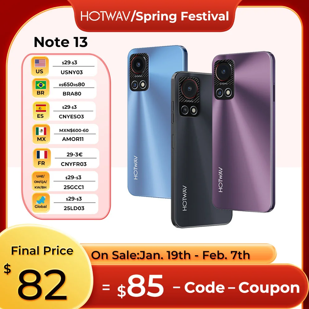 2024 original hotwav note 13 pro smartphone android 13 6.6 ''hd + 8gb (4 + 4) ram + 128gb rom 50mp 5160mah bateria celulares