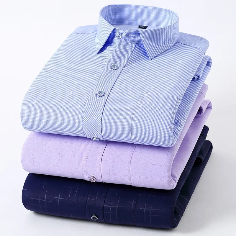 Hight qulity winter thickening long sleeve shirt for men slim fit formal Warm shirt soft business office white designer clothes