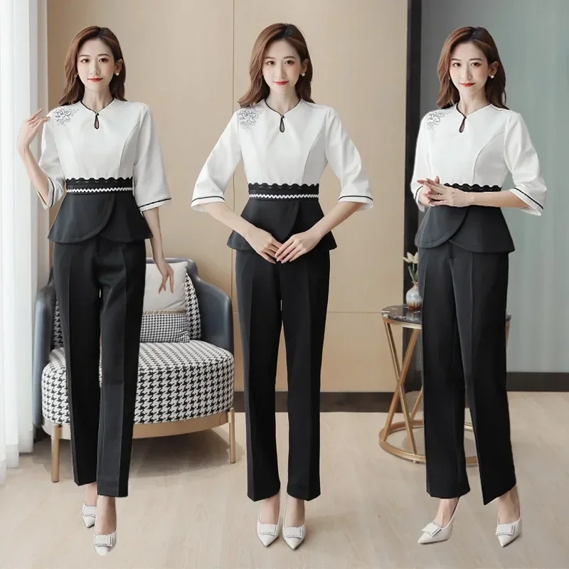 Women's Health Center Work Clothes Bath Technician Work Clothes Beautician Work Clothes Massage Shop Mid Sleeve Set SPA Uniform