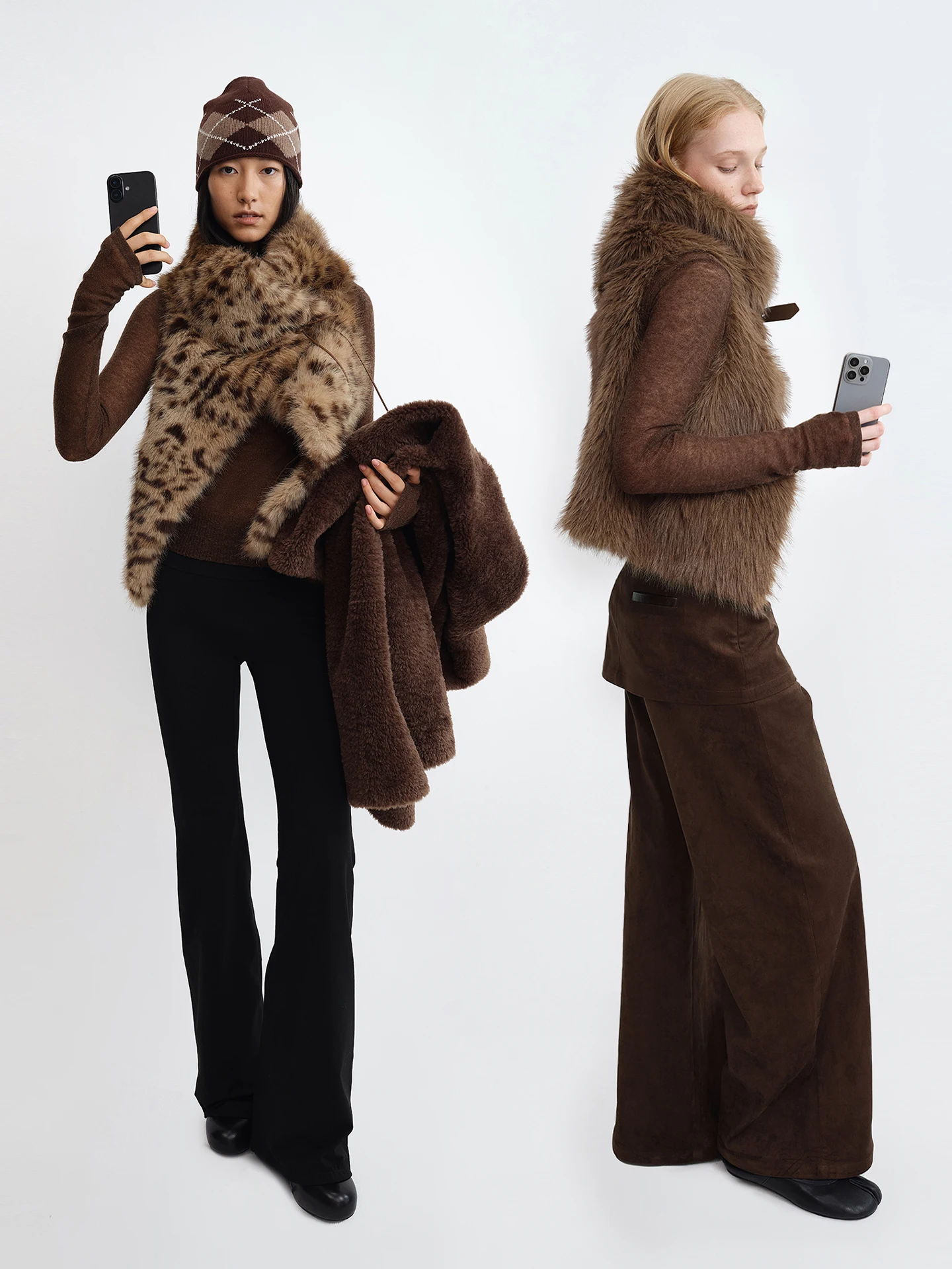 

Экологичный цельный жилет из искусственного меха с отделкой, в повседневном стиле, с высоким воротником, с принтом «кофе и леопард», из улучшенного полиэфирного волокна