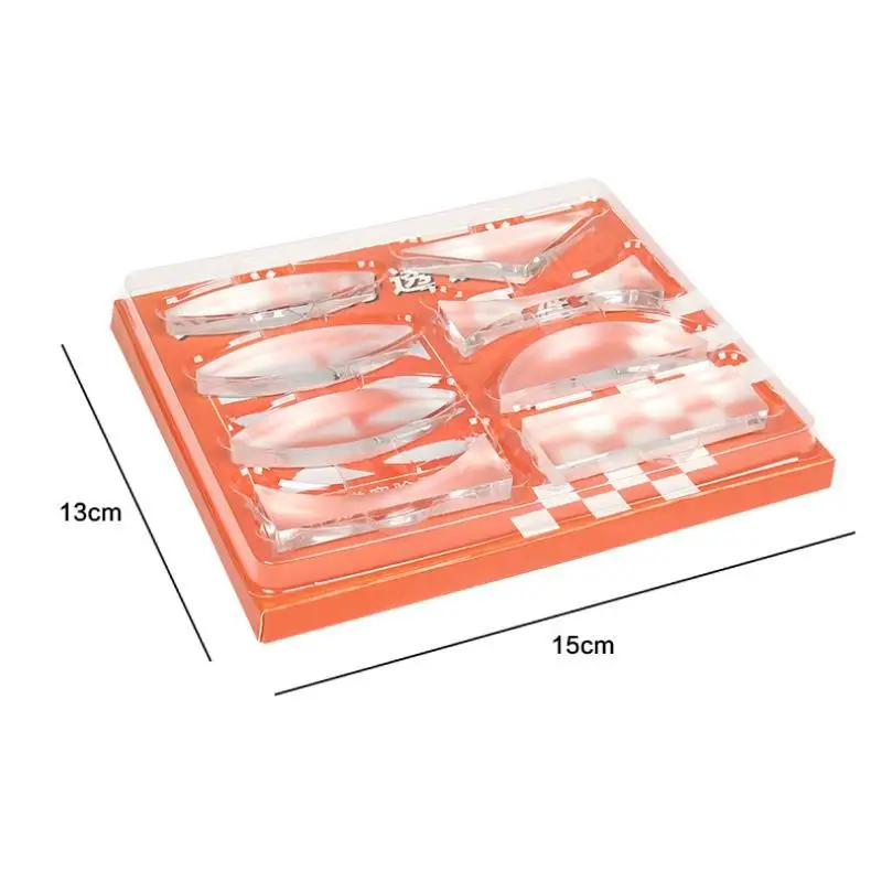 8 Piece Set Physical Geometry Optics Parallel Lens Acrylic Concave Convex Optical Experiment Equipment