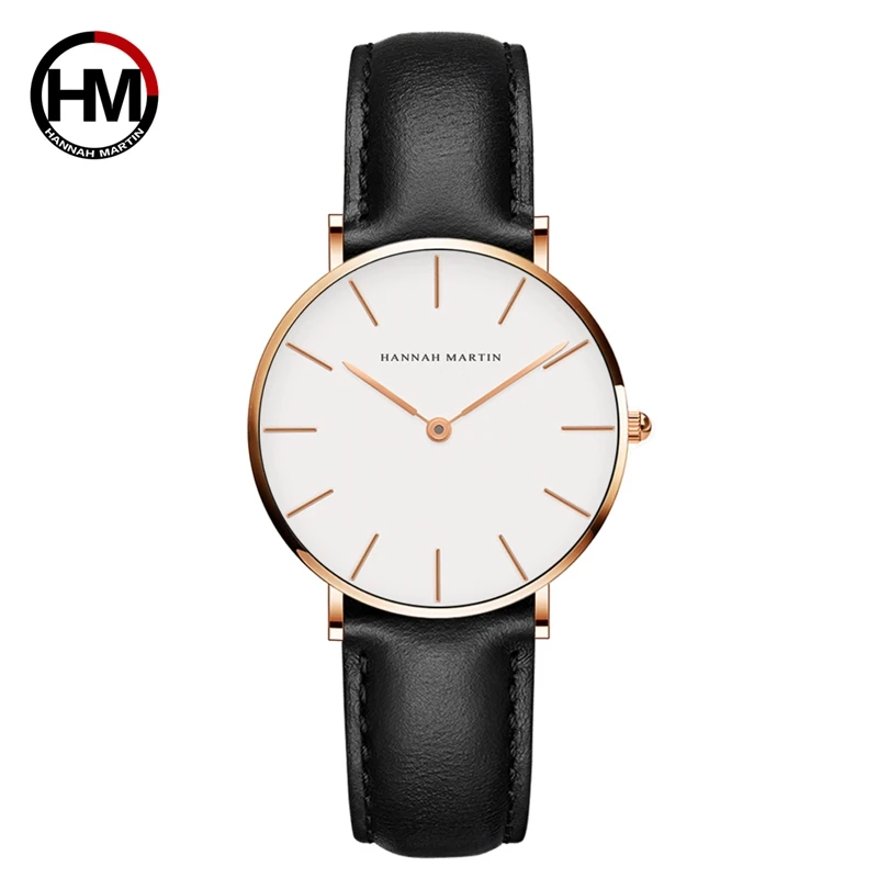 Hannah Martin Top Brand Luxury Women Watch Leather Strap Waterproof Quartz Movement Clock Ladies Fashion Watch Relogio Feminino