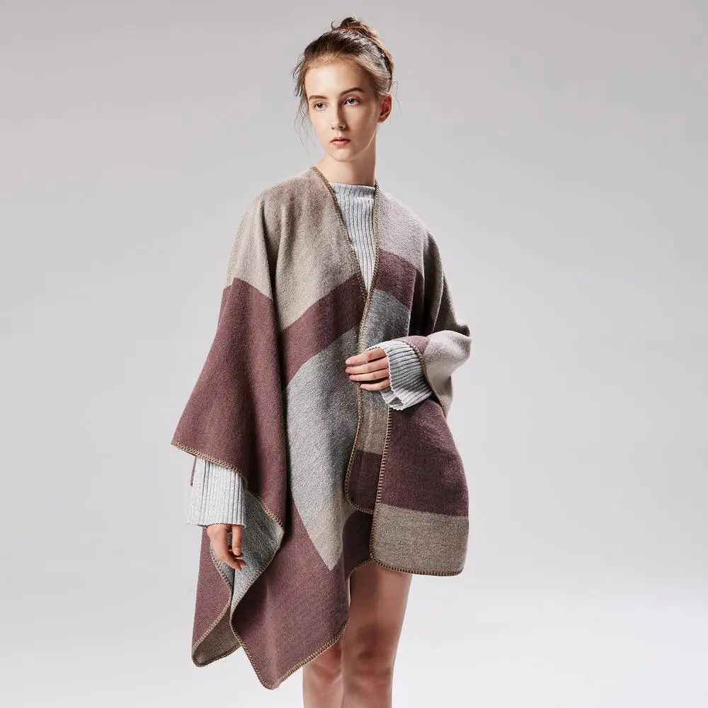 

Ladies Long Extra Thickened Silver Thread Embroidery Shawl Autumn Winter Warm Geometric Patterned Wrap Stylish Accessory