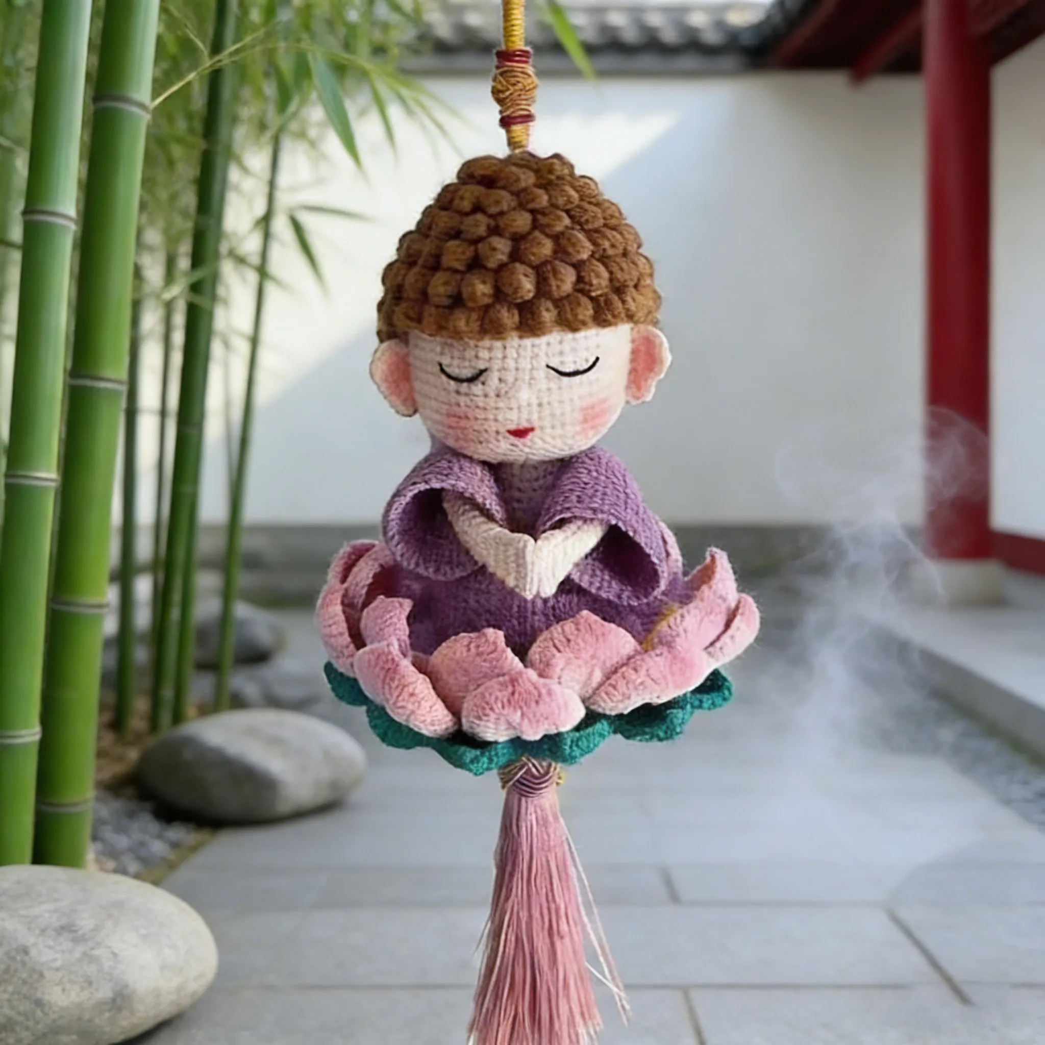 Cz lotus buddha car hanger woolen home peace pendant tathagata buddha homemade pendant gift