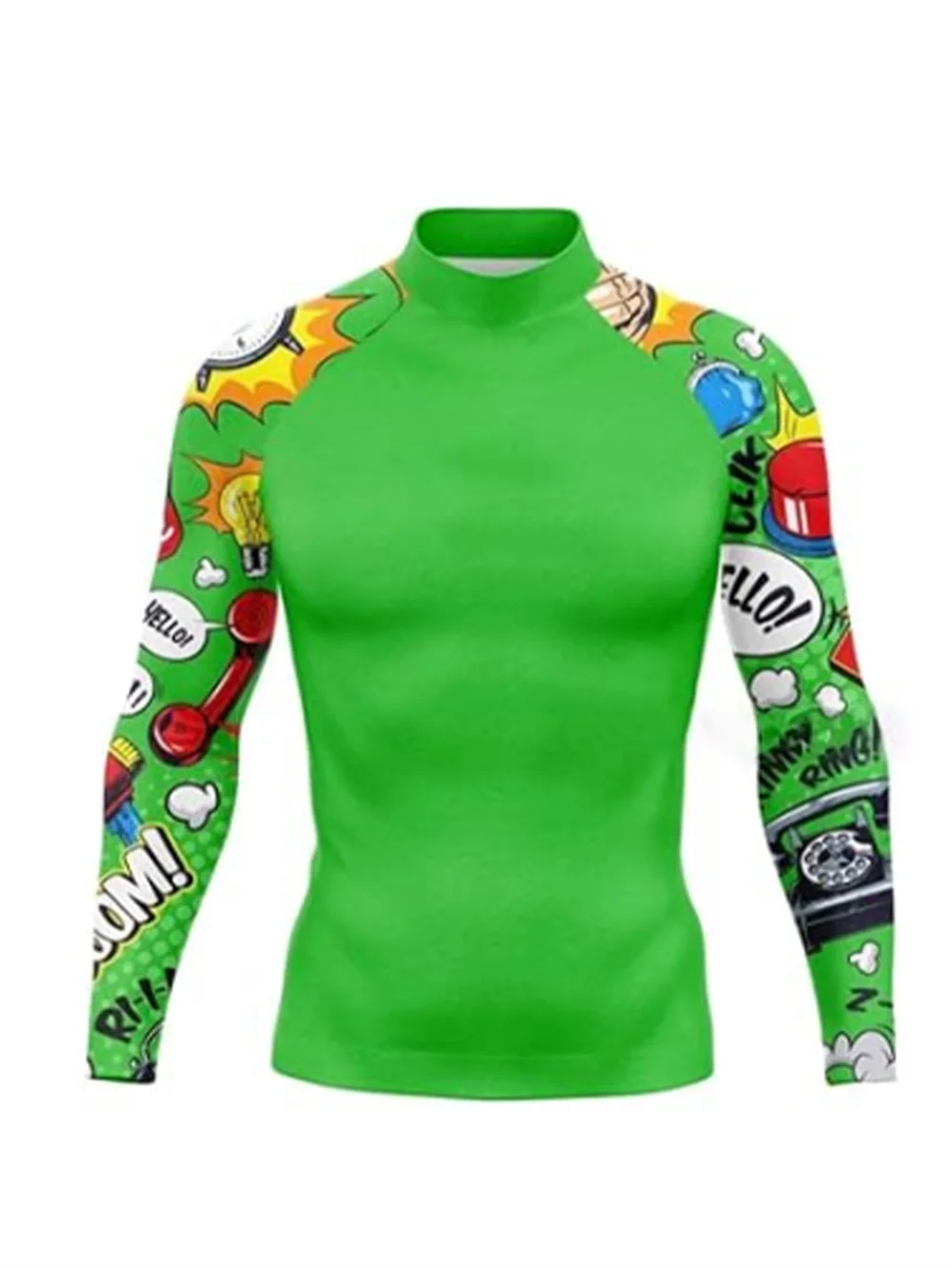 Men's Print Surfing Swimsuit Simming T-shirts Beach UV Protection Swimwear Rash Guards Long Sleeve Surf Sports Basic Suit