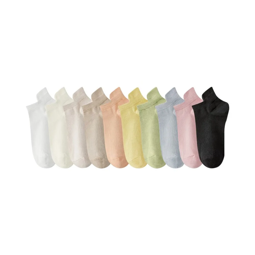 

10Pairs Candy Color Invisible Boat Socks Korean Style Harajuku Mesh Short Socks Sports Socks Breathable Ear Lifting Socks