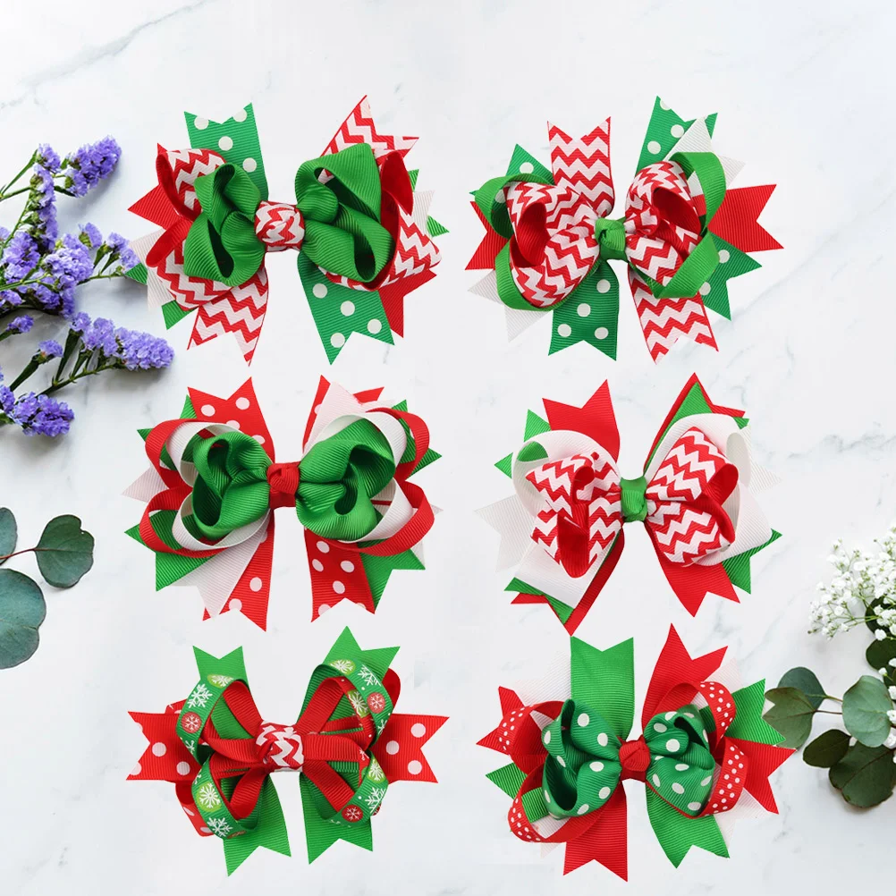 

6Pcs Durable Bowknot Hair Clips Non-Fading Hairpins for Christmas Costume Party Hair Accessories Hairclip