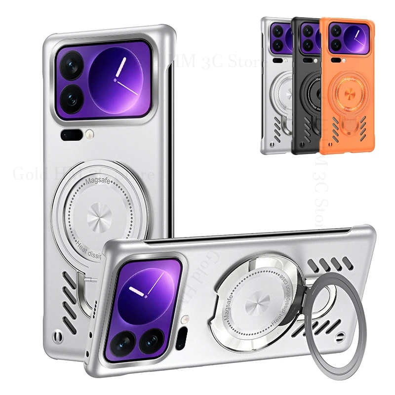 

Cooling Heat Dissipation Frameless Case For Xiaomi 17 Pro Max Magnetic Ring Kickstand Cover For Xiaomi 15S Pro 14 15 Ultra 13 12