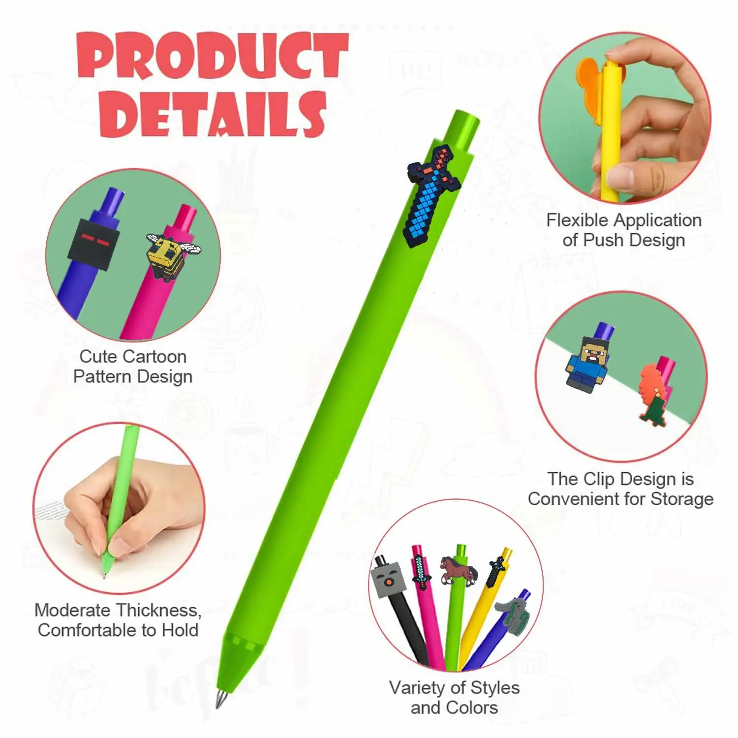 جديد بكسل لعبة تحت عنوان الأولاد قلم عملي Minecrafted هلام القلم طالب هدية تخرج اللوازم المدرسية هدايا عيد ميلاد الأطفال