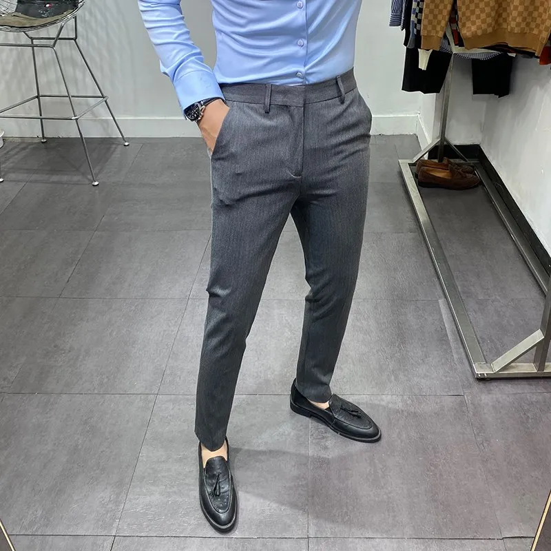 

Autumn New Sle Briti Casual Slim Fit Men's Pants Korean Version Youthful Iron-Free Versatile Trendy Suit Pants