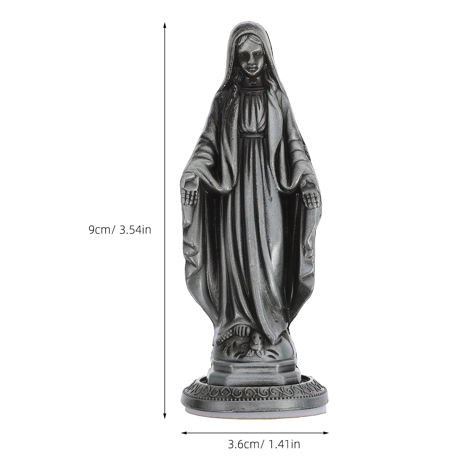 

Retro Alloy Statue Virgin Figurine Religious Decor Catholic Mother Adornment Desktop Car Ornament Durability